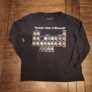 Minecraft Periodic Table Black Long Sleeve Kids Shirt Boys Size Small